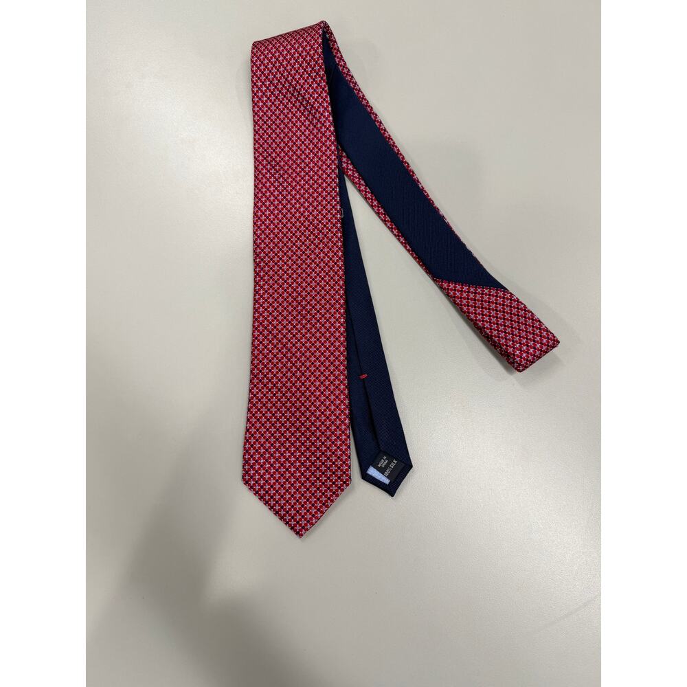 Tommy Hilfiger Red Blue Geometric Silk Tie Classic Mens Necktie